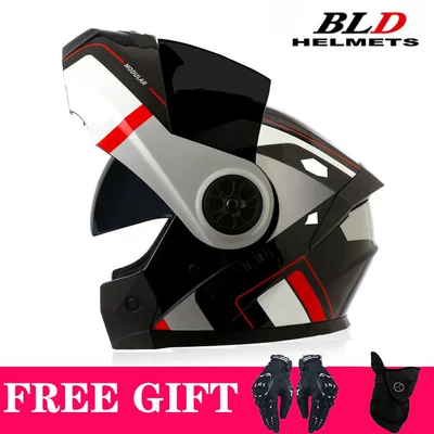 for Cross-Border Sales, Motosiklet kaskı (dəbilqə) - red-and-white-sword-brown-lenses-comes-with-mask-gloves-s55-56