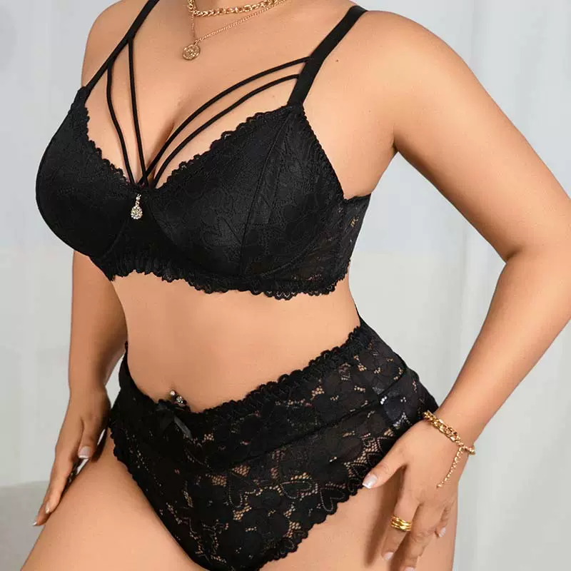 跨境爆款性感深V内衣女大码文胸套装聚拢舒适调整型上托内衣套装