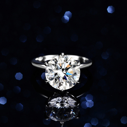 T Brand 6 Claw S925 Silver Ring with 5 Carat Moissanite, Women's Classic Dove Egg Engagement Ring