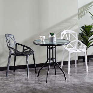 ft outdoor round table negotiation table and chair combination balcony small table modern simple wrought iron dining table outdoor casual coffee