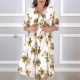 Amazon Cross-border 2024 Summer New Dress European and American Women's Loose Round Neck Fashion Short Sleeve Printed dress Women