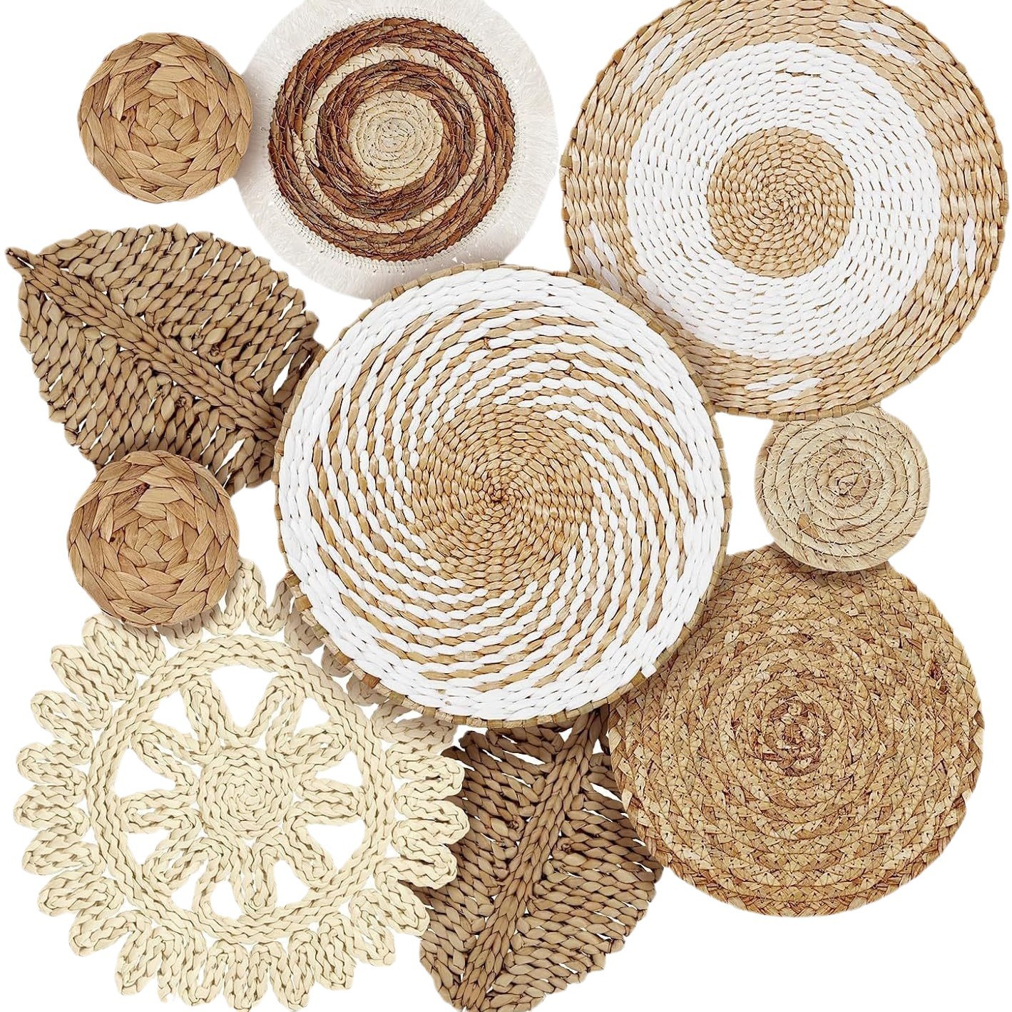 Amazon Homestay Decoración de pared Adornos Fábrica de tejido de paja Pared simple Pared redonda Hierba de ratán Sala de estar Colgante de decoración de pared