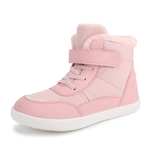 Winter Children's Cotton Shoes Snow Shoes Outdoor Barefoot Shoes for Boys and Girls Waterproof Anti-Slip Fleece Lined Warm Cotton Shoes