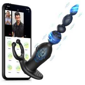 新品APP穿戴后庭拉珠肛塞遥控夫妻共用G点蛋蛋刺激震动棒情趣用品