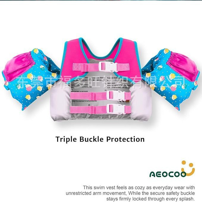 Amazon's Best-Selling Pvc Inflatable Sponge Children's Swimming Vest with Swimming Arm Rings, Pool Float, Safe