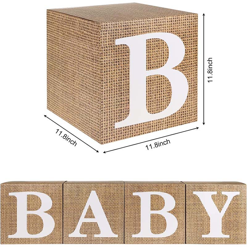 Cross-Border Hot Selling Gender Revealing Party Atmosphere Layout Paper Linen Pattern Baby Surprise Box One Colorful Box
