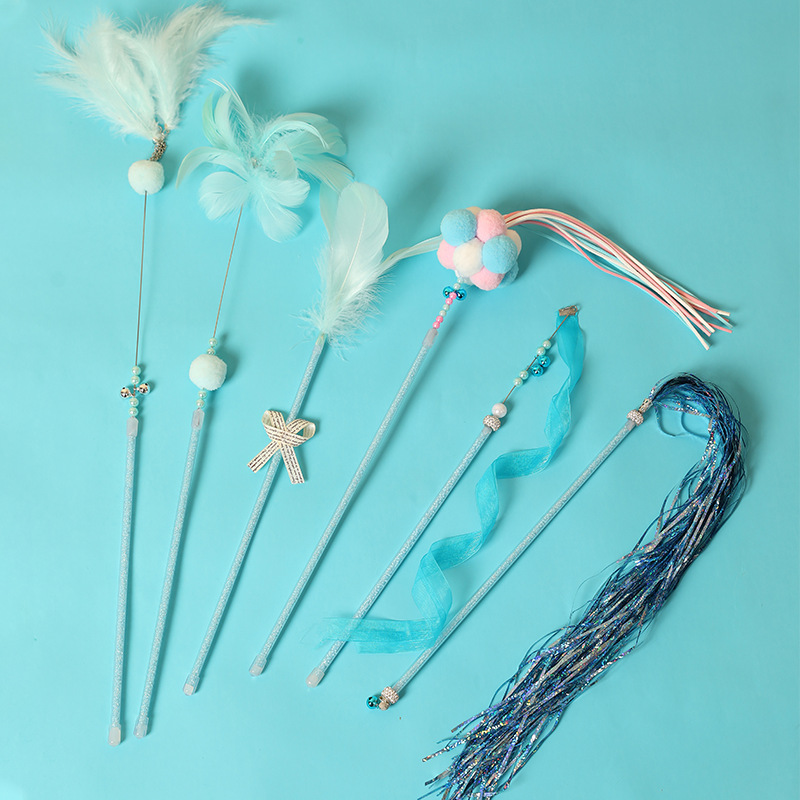 Pet gato juguete lechón pluma de alambre de acero divertido gato palo varilla larga de mano gato auto-Hola aliviar congestionado suministros para mascotas