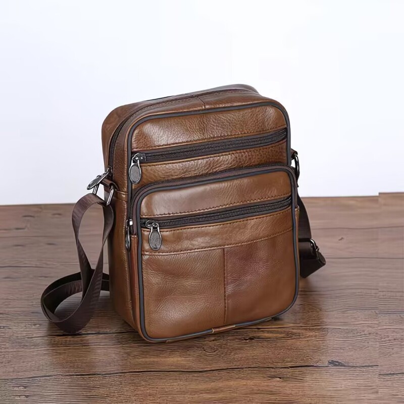 2025 New Amazon Genuine Leather Men's Bag, Fashionable Shoulder Bag, Casual Crossbody Bag, Cowhide Business Men's Backpack