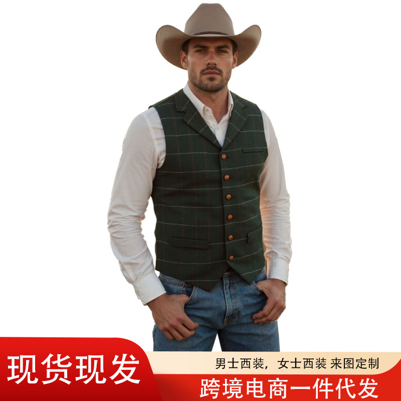 Men's Suit Vests, Aliexpress Hot-Selling Men's Casual Vests, Factory Direct Sales, Slim-Fit Vests for Grooms and Groomsmen