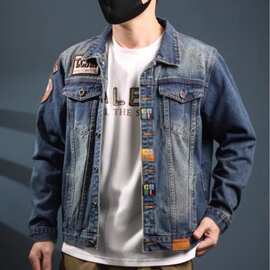 春秋季美式高端牛仔外套男潮牌工装夹克水洗百搭外穿休闲牛仔上衣