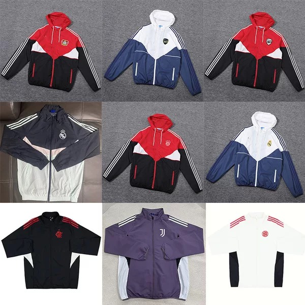 2526 Arsenal Bayern Real Madrid Newcastle Paris Juventus Club Windbreaker Stand Collar Hooded Match Uniform Winter