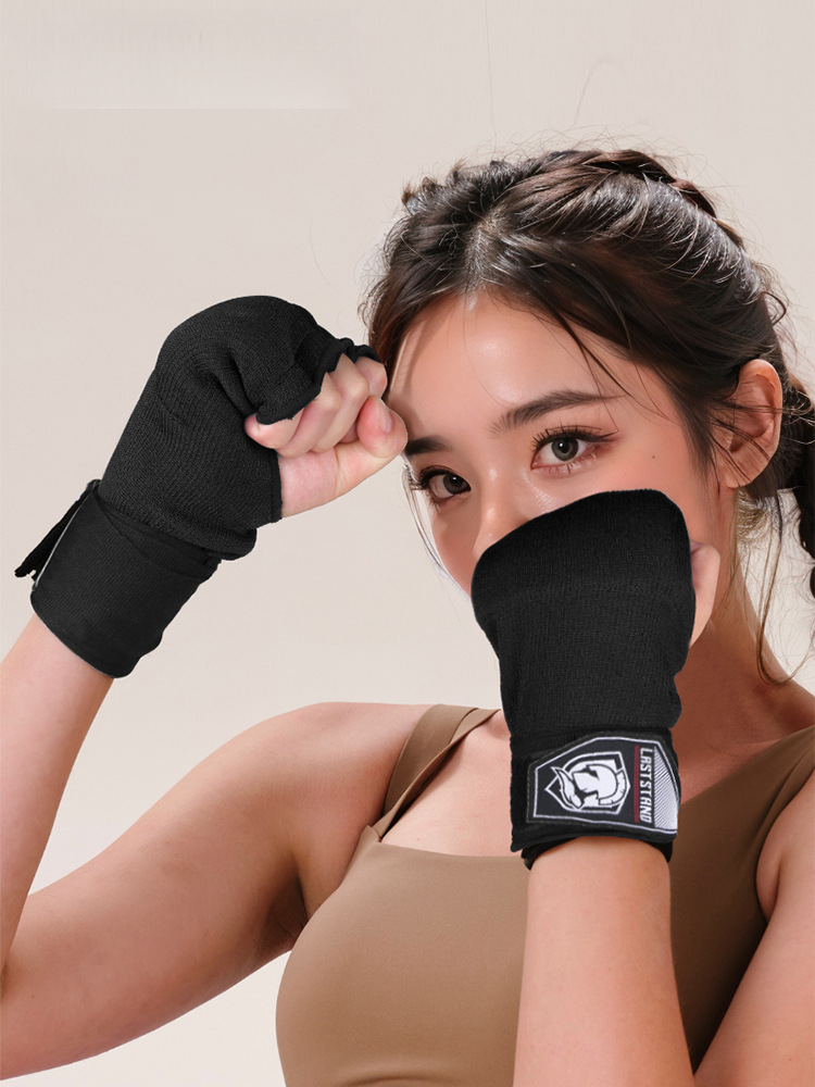 Gel Half-Finger Boxing Gloves for Lazy People with Hand Straps for Sanda Fighting for Men and Women, Adult Hand Guards for Sandbag Bags for Muay Thai