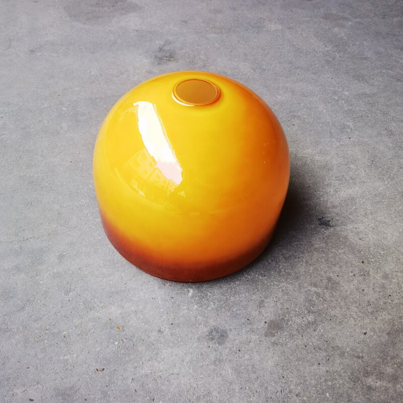 Glass Lampshade Lighting Fixture with a Diameter of 245mm, Straight-Edged, Floor-Standing, Orange Grapefruit Eye-Protection Creative Pendant Light, Light-Transmitting