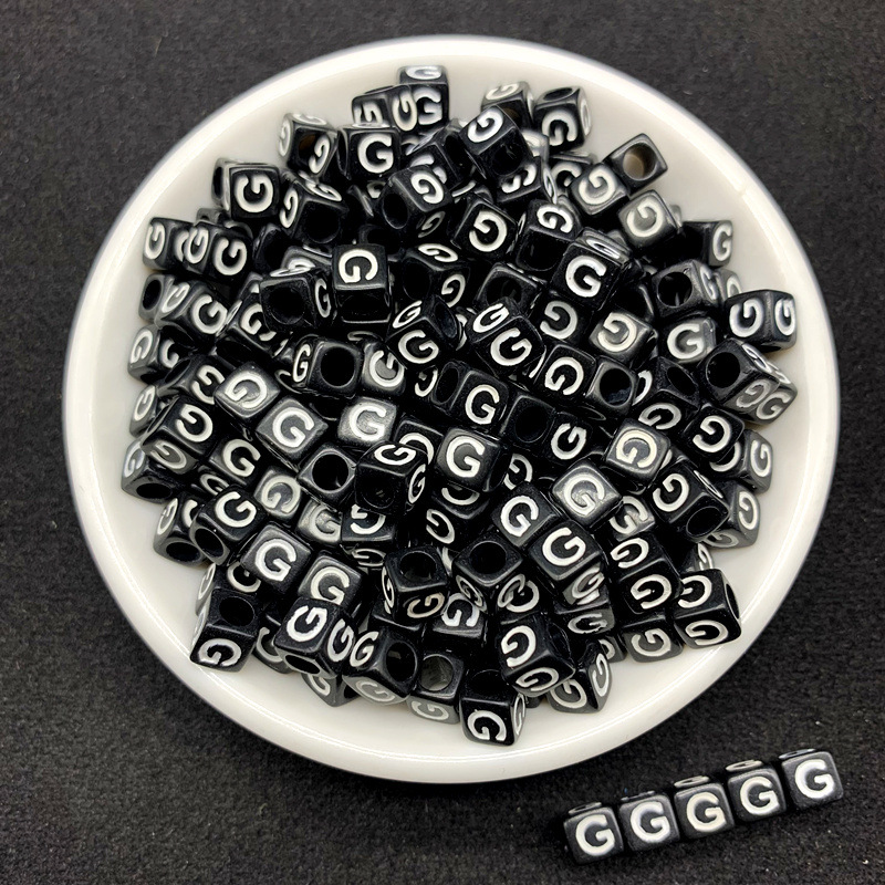26 letras cuadradas blancas acrílicas de fondo negro inglés de una sola letra diy accesorios de beads material de beads sueltos image 13