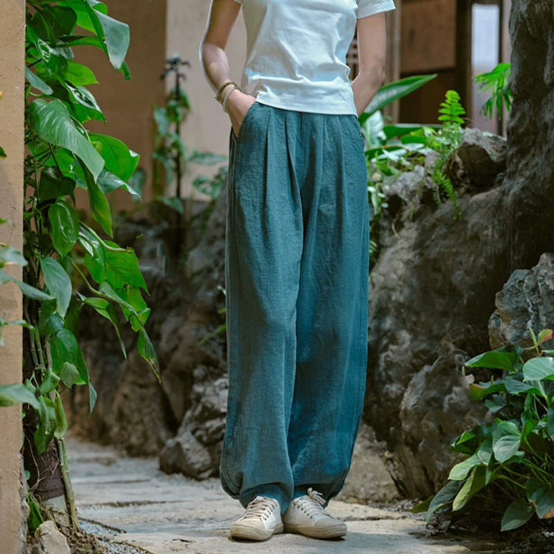Casual Spring Trousers, cotton-linen blend, loose fit, mid-rise, multi-color sizes S–L