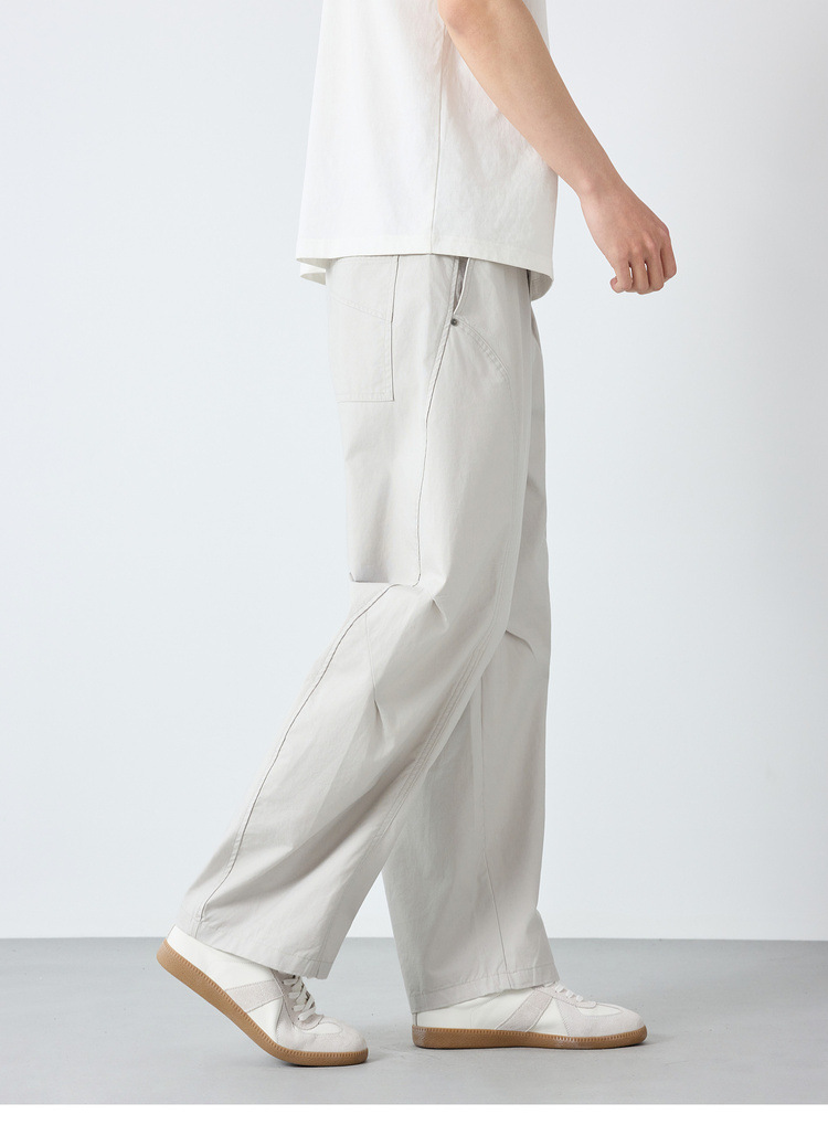 Quần dài nam phong cách Mỹ ống rộng cotton mềm mại — đen chi tiết 20