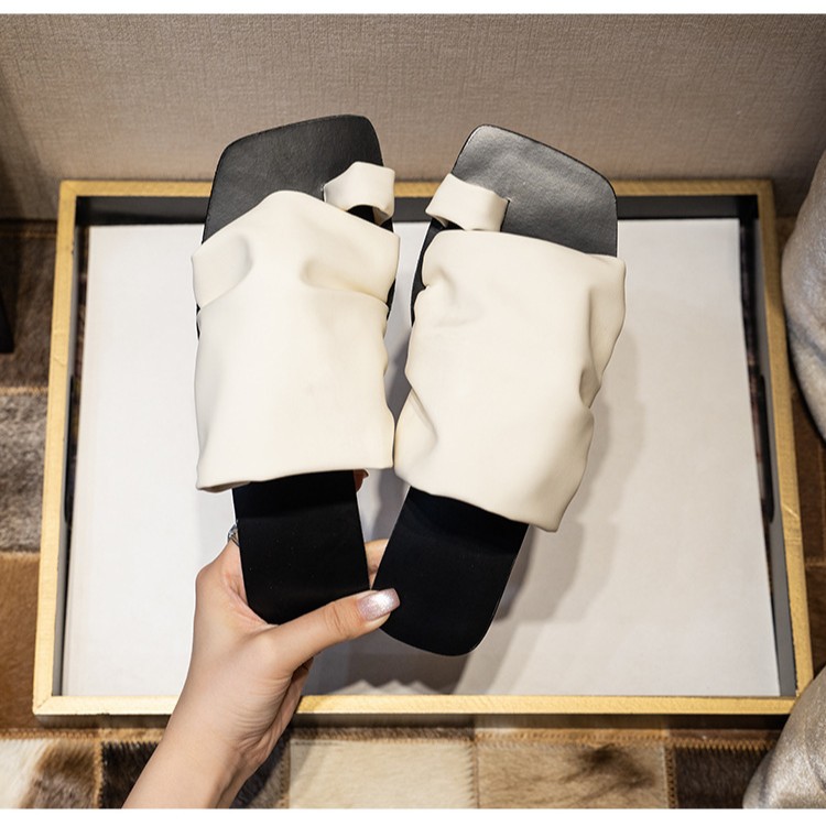 Sandalias de Diseño Exclusivo para Mujer, Estilo Verano 2025, Sandalias Planas de Playa con Pliegues