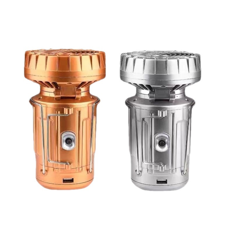 Nueva mazorca de múltiples funciones solar sonda camping luz cola ventilador linterna de carga solar luz de emergencia