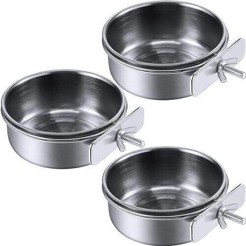 Parrot Stainless Steel Feeding Bowl, Food Tray, Food Plate, Water Bowl, Food Cup, Water Cup Feeder, Bird-Specific, Thickened Model