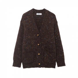 跨境批发2025夏新品欧美风女装圆领简约休闲褶饰针织宽松外套批发