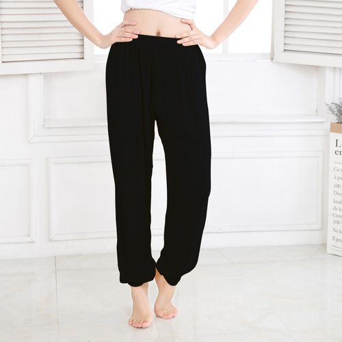 Men's and Women's Lantern Pants Cotton Silk Long Pants Artificial Cotton Mosquito-Proof Pants Yoga Thin Leggings Dance Wide Leg Pants for Adults Tai Chi Pants Summer