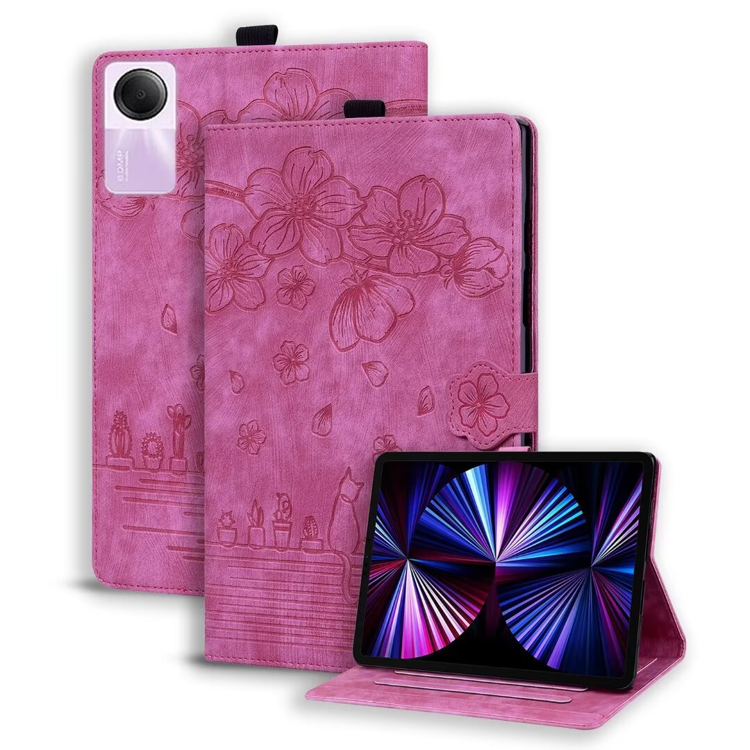 Protective Cover for Red Rice Pad SE Cartoon Sakura Cat Xiaomi Pad 7 Stereo Embossing Lenovo Tab M9