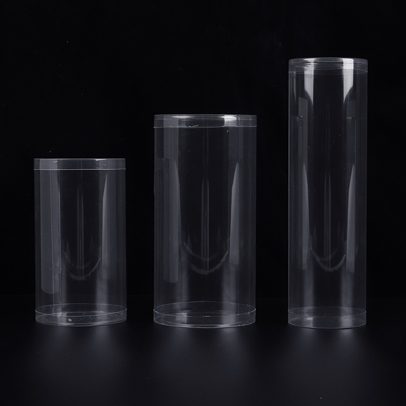 厂家直供加厚透明圆桶PVC吸塑带盖圆筒卷边皮圈包装筒皮筋收纳盒