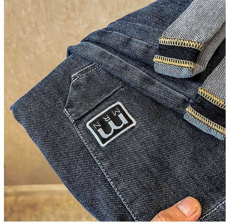 High end jeans for men in 2023, new Korean version trendy and fashionable, versatile, elastic waist drawstring tied_voghion.com