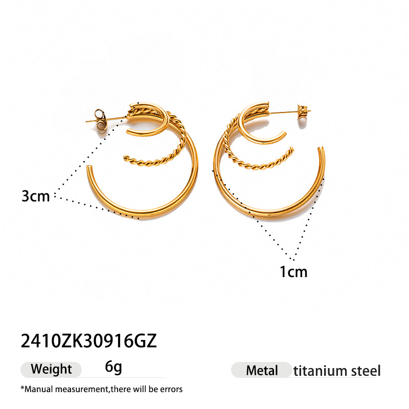Taina estilo europeo y americano pendientes de acero inoxidable lujo ligero de alto nivel de bambú letras de anillo exagerado pendientes para mujeres no se desvanecen