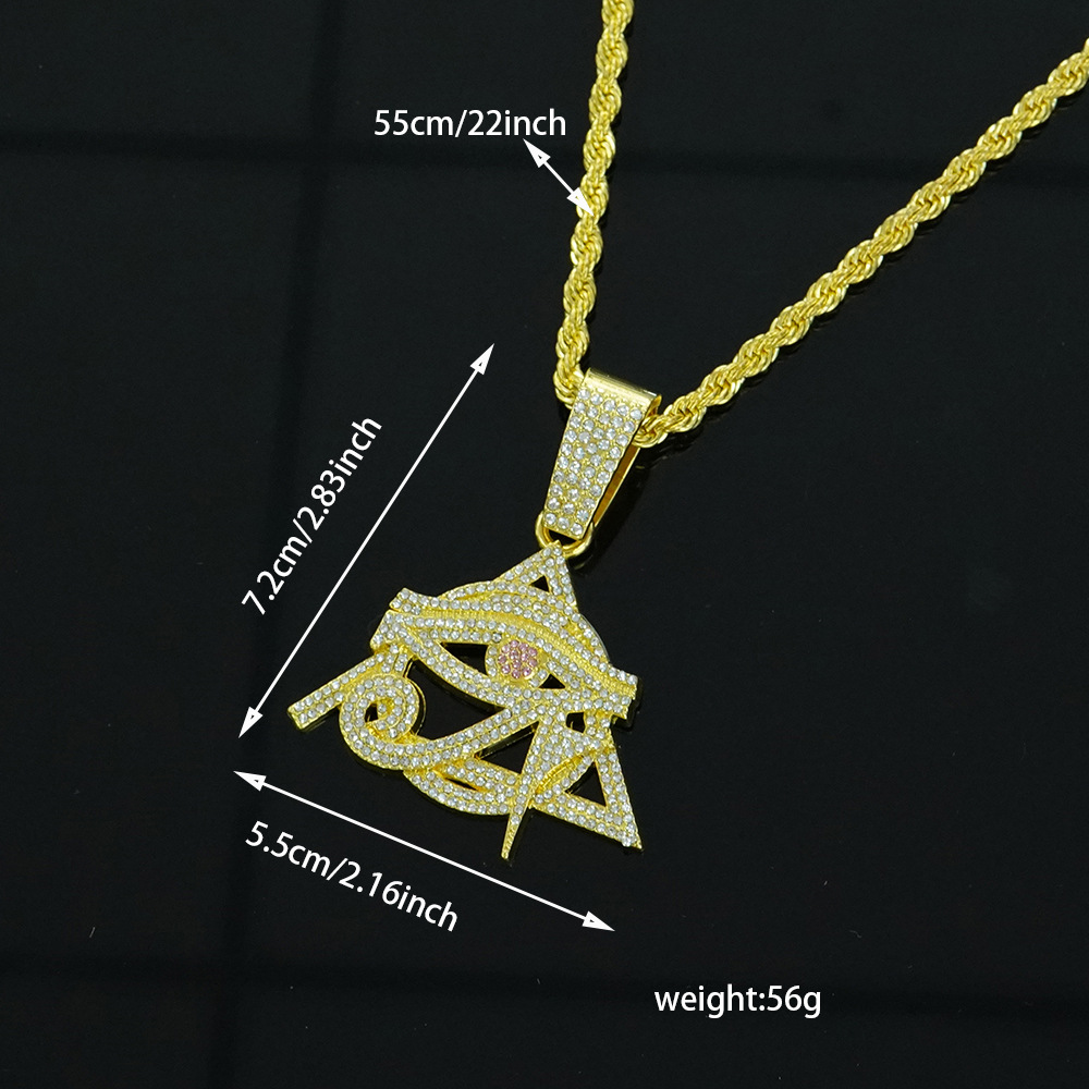 Nuevo colgante de diamantes de imitación de aleación Horus Eye con collar de giro de 5MM joyería de hip-hop para hombres al por mayor