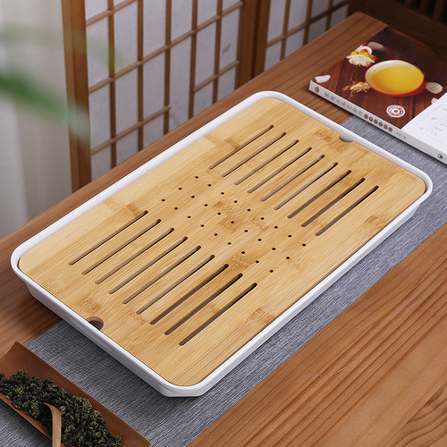 Tea tray for home use, simple modern Gongfu tea set with bamboo tea coaster, Japanese-style dense amine dry brewing, large tea table