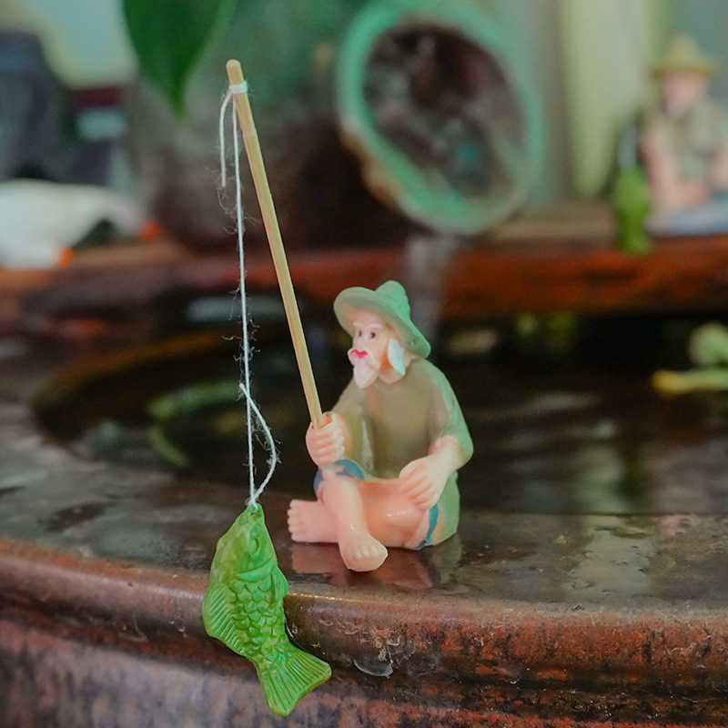 PVC figura pesca weng acuario decoración maceta decoración DIY artesanía micro paisaje paisajismo props jiang taigong