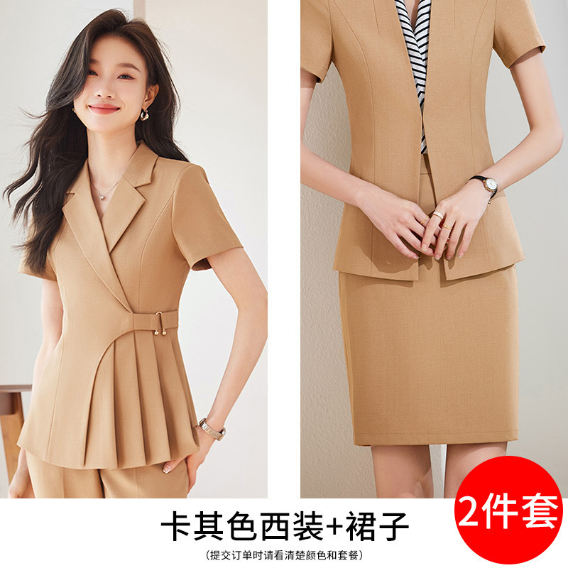 夏の職業服の高級感ファッションスーツの女性の正装の気質は身を修めて痩せています。|undefined
