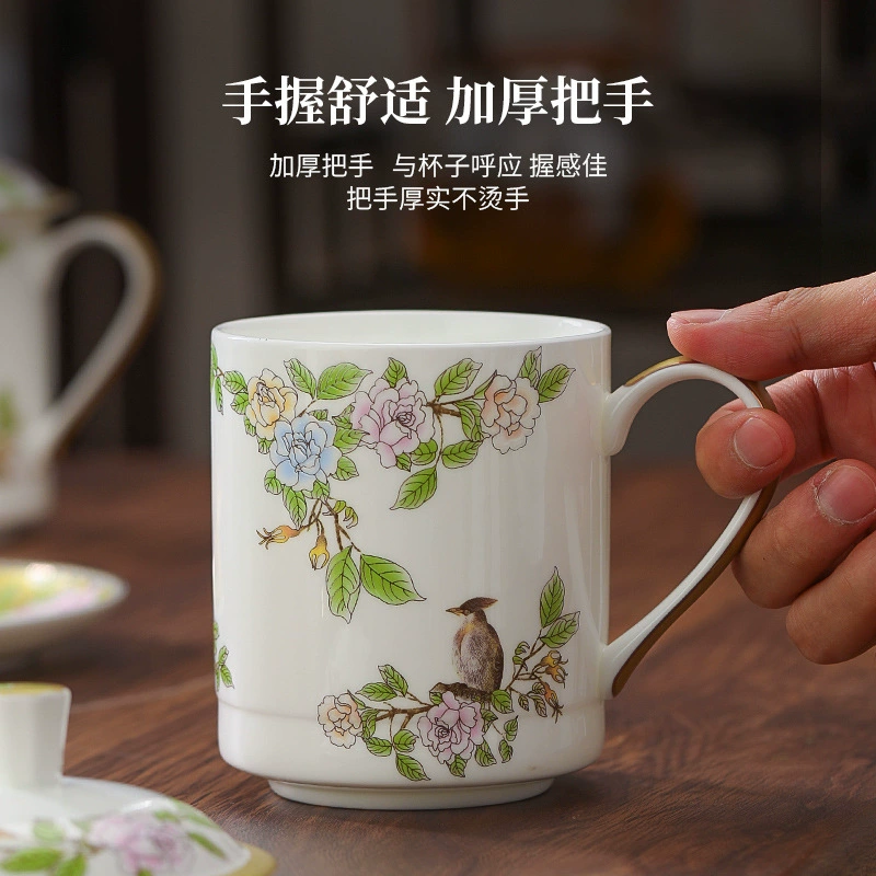 Керамическая кружка Jingdezhen с индивидуальной гравировкой для офиса, женская и мужская кружка, большая вместимость, питьевая кружка