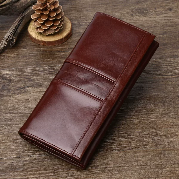 Lionden First-Layer Cowhide Rfid Anti-Theft Long Wallet 100% Genuine Leather European and American Retro Ladies Vertical Wallet