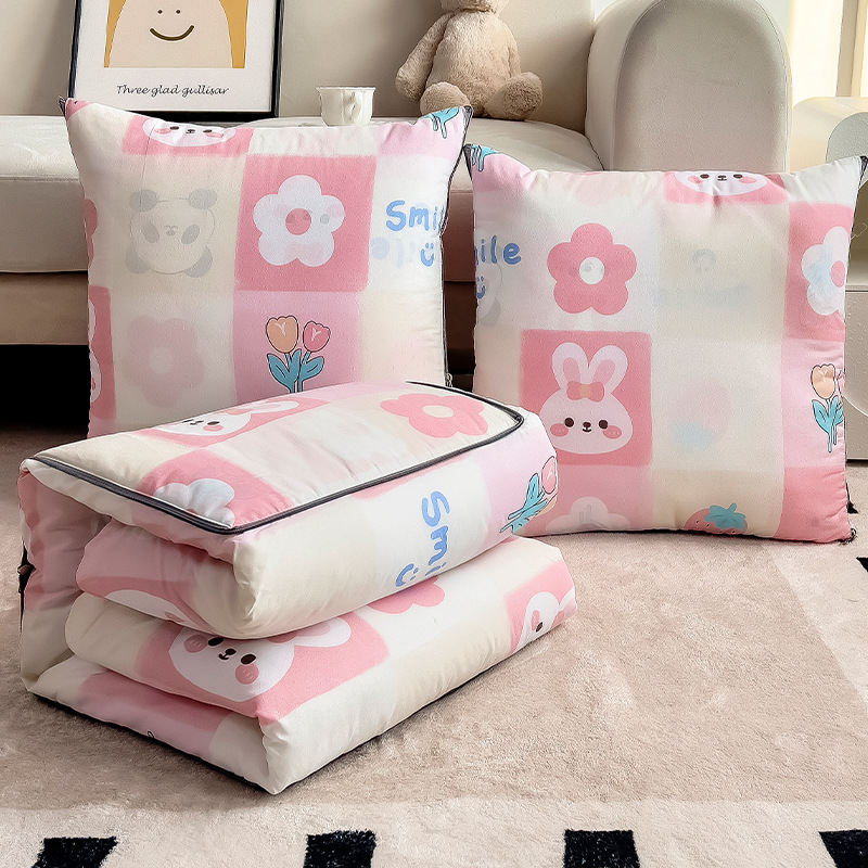 Cotton Pillow Quilt Dual-Purpose Car Foldableable Air-Conditioning Quilt Office Nap Pillow Blanket Two-In-One Cushion