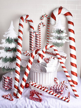 圣诞节装饰红白塑料彩绘拐杖道具舞蹈拍摄摆件圣诞树挂饰15-90CM