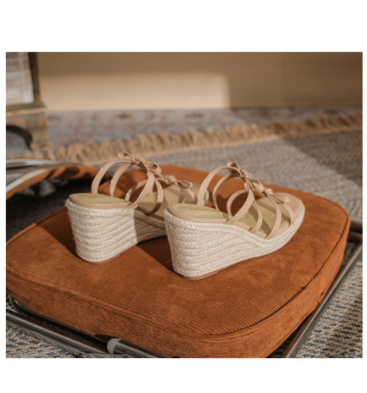 Sandal cao gót nữ hở mũi đế xuồng bện thừng gót 9 cm — màu trắng ngà chi tiết 24