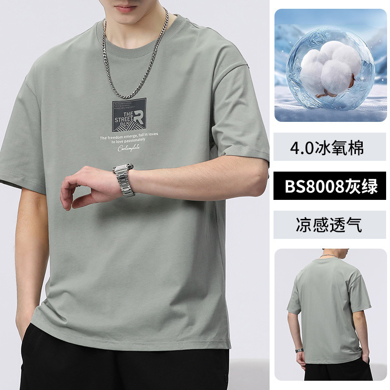 半袖tシャツ男性夏の薄いアメリカのレトロな丸首半袖insトレンドプリントのシャツカジュアルな服|undefined