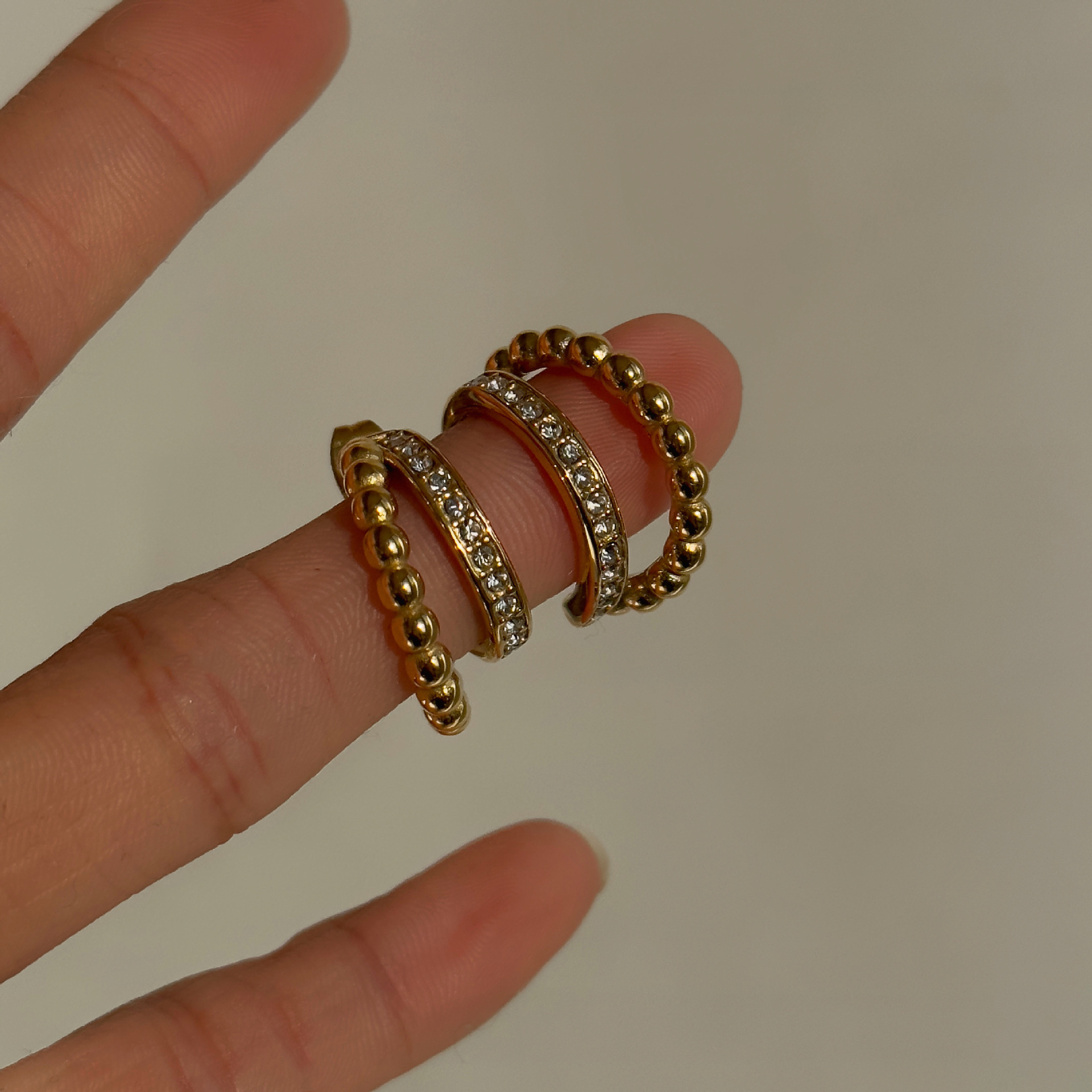 Street Occasion Titanium Steel Material 1 Pair Sweet C Shape Plating Inlay Titanium Steel Zircon 18k Gold Plated Earrings