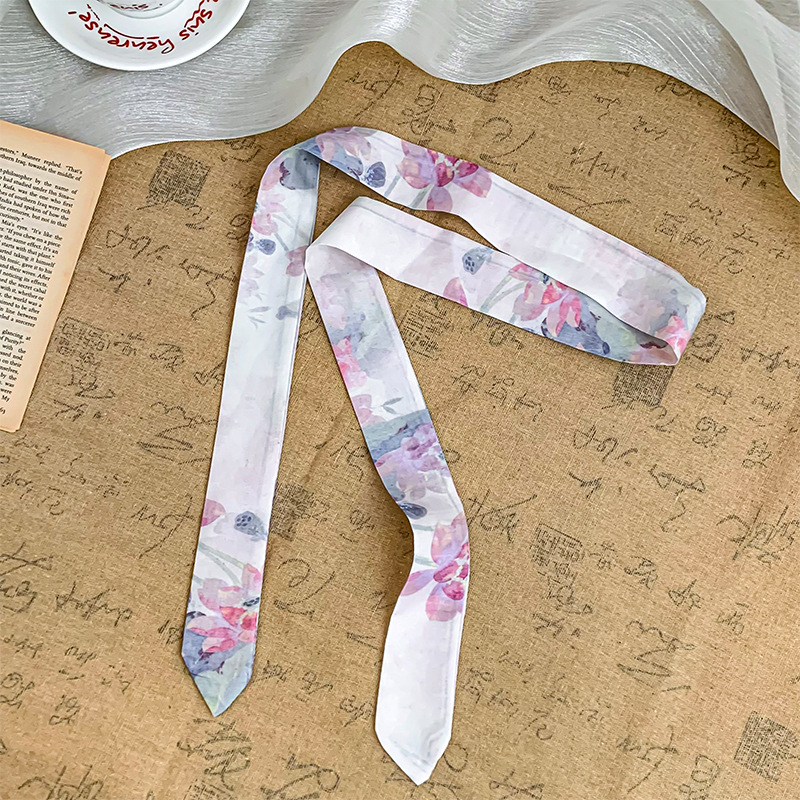 Pañuelo de seda de tira larga, sentido avanzado, nuevo cinturón de bufanda decorativa multifuncional, cinturón para el cabello de estilo nacional, pañuelo en la cabeza, bolso para atar el cabello, serpentina