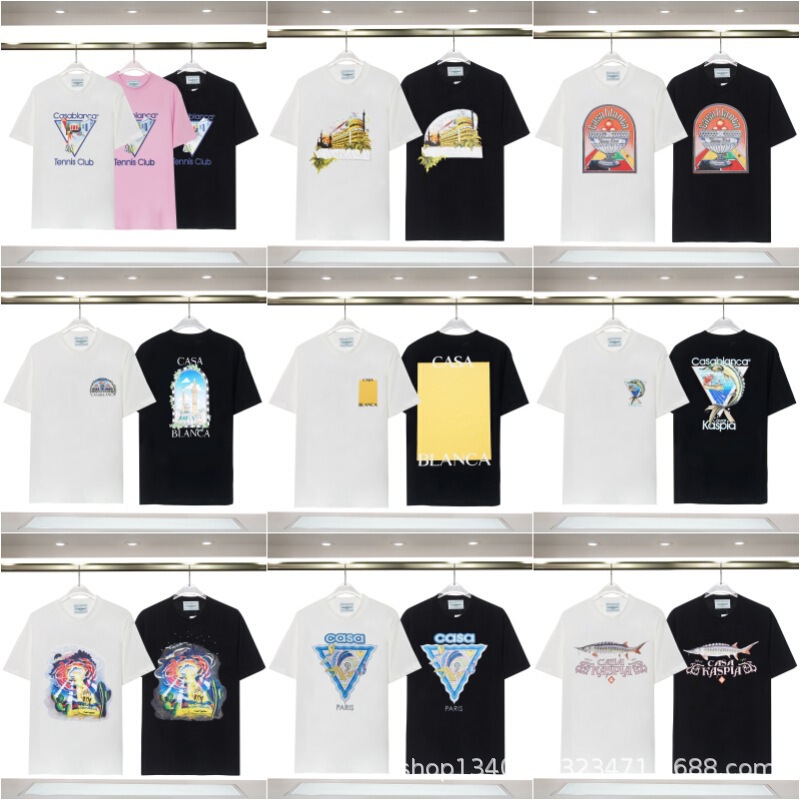 Cross-border foreign trade Casablanca spring-summer new model CASA sea fish letter starry sky print short-sleeve T-shirt for men
