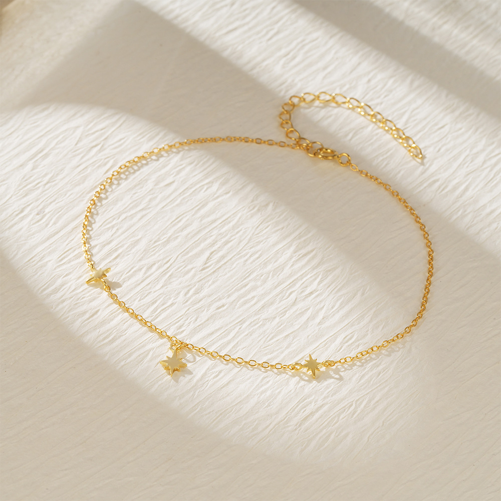 4g Weight Anklet Classification 1 Piece Quantity Holiday, Daily Occasion 925 Sterling Silver Material Star Pattern Women's Gender Casual, Simple Style Style Wholesale Jewelry Casual Simple Style Star 925 Sterling Silver Anklet 6