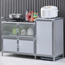 厨房不锈钢灶台柜碗柜餐边柜加厚橱柜一体式储物柜子收纳柜