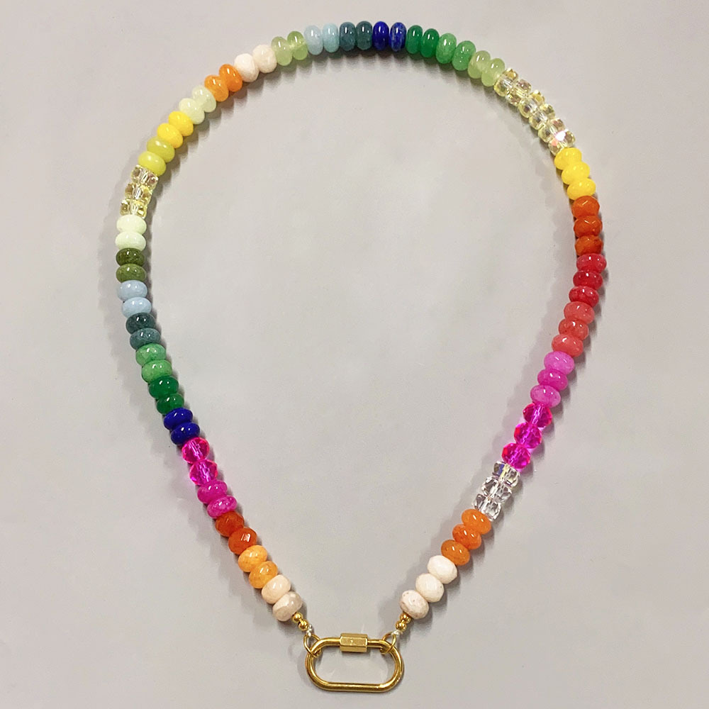 200g Weight Necklace Classification 304 Stainless Steel Chain Material 1 Piece Quantity Casual Occasion natural stone Material Geometric Pattern Women's Gender Sweet Style Beaded Craft 1 Piece Sweet Geometric Natural Stone 304 Stainless Steel Necklace 11
