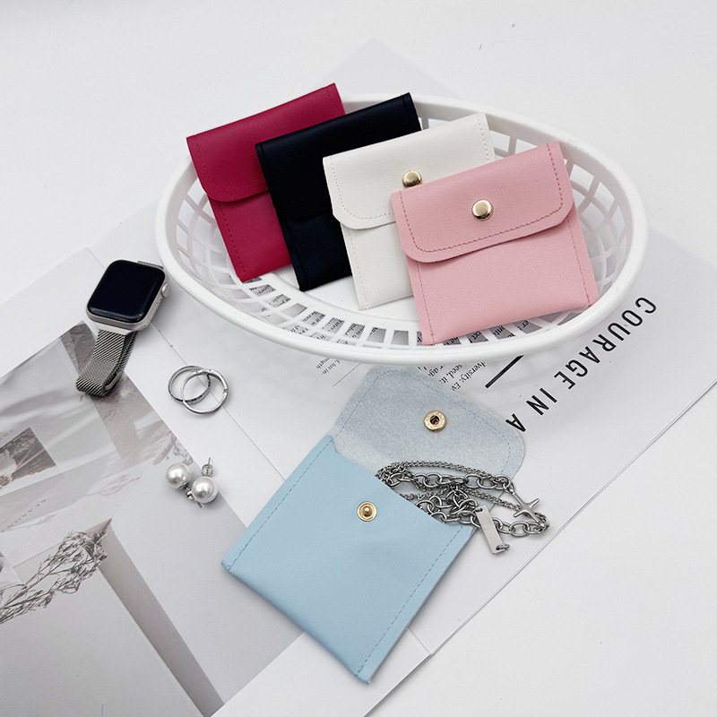 跨境珠宝首饰袋荷包袋防水按扣袋加厚细腻绒戒指项链饰品收纳袋子