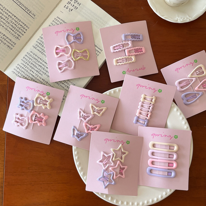 奶油色迷你碎发BB夹可爱五角星蝴蝶结小熊侧边夹少女学生发卡头饰 3