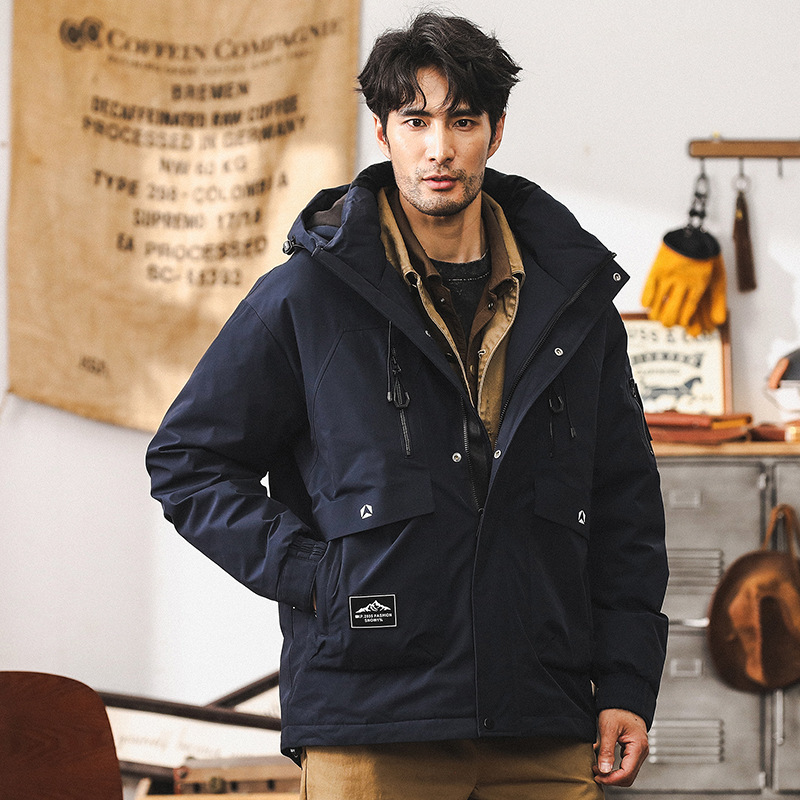 American Style Graphene Warm Workwear Down Jacket Men's Winter 2024 New Mountain Outdoor Commuter Hooded Jacket Men's