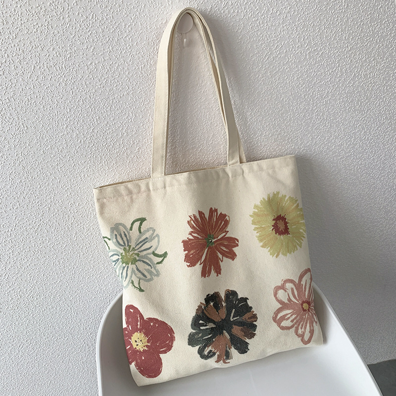 Women's Large Canvas Flower Basic Square Zipper Canvas Bag display picture 18