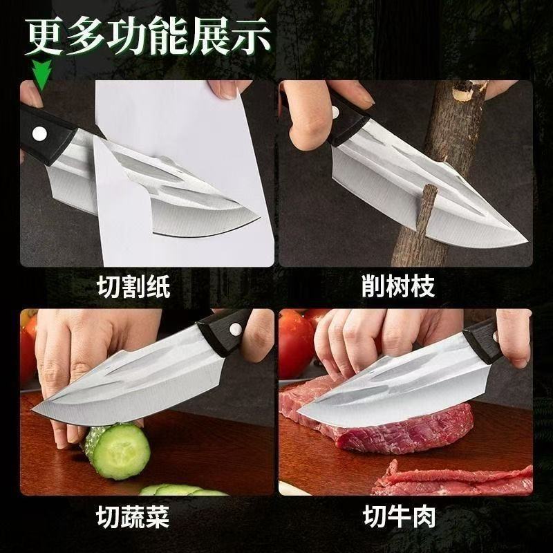 蒙古手把肉刀带皮套便携户外露营多用刀家用锻打切肉剔骨刀|undefined